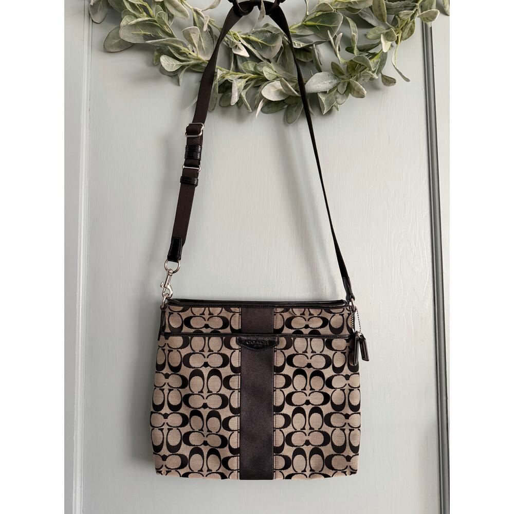 Coach Signature Stripe C File crossbody bag